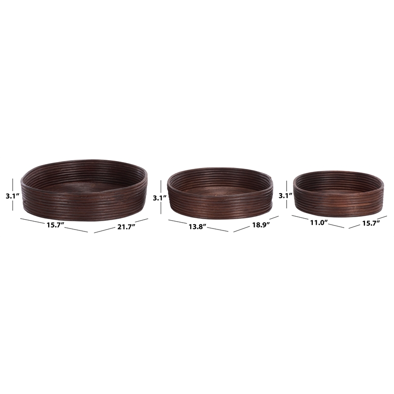 Safavieh Shayley Set Of 3 Rattan Tray Baskets  in Natural