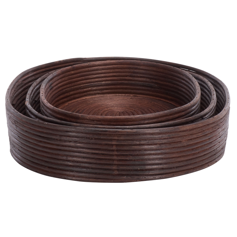 Safavieh Shayley Set Of 3 Rattan Tray Baskets  in Natural