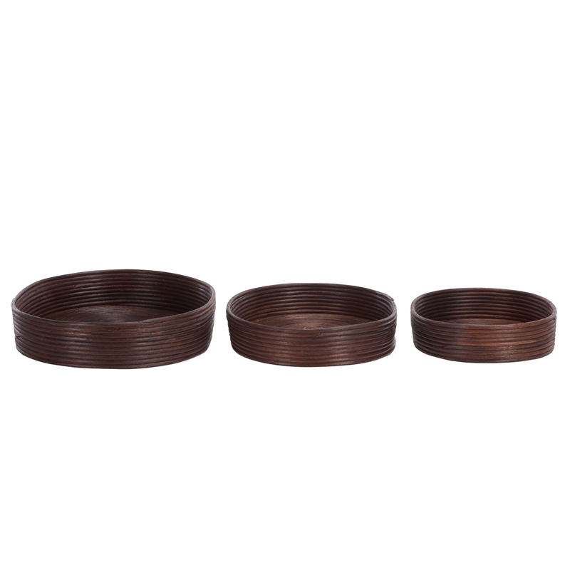 Safavieh Shayley Set Of 3 Rattan Tray Baskets  in Natural
