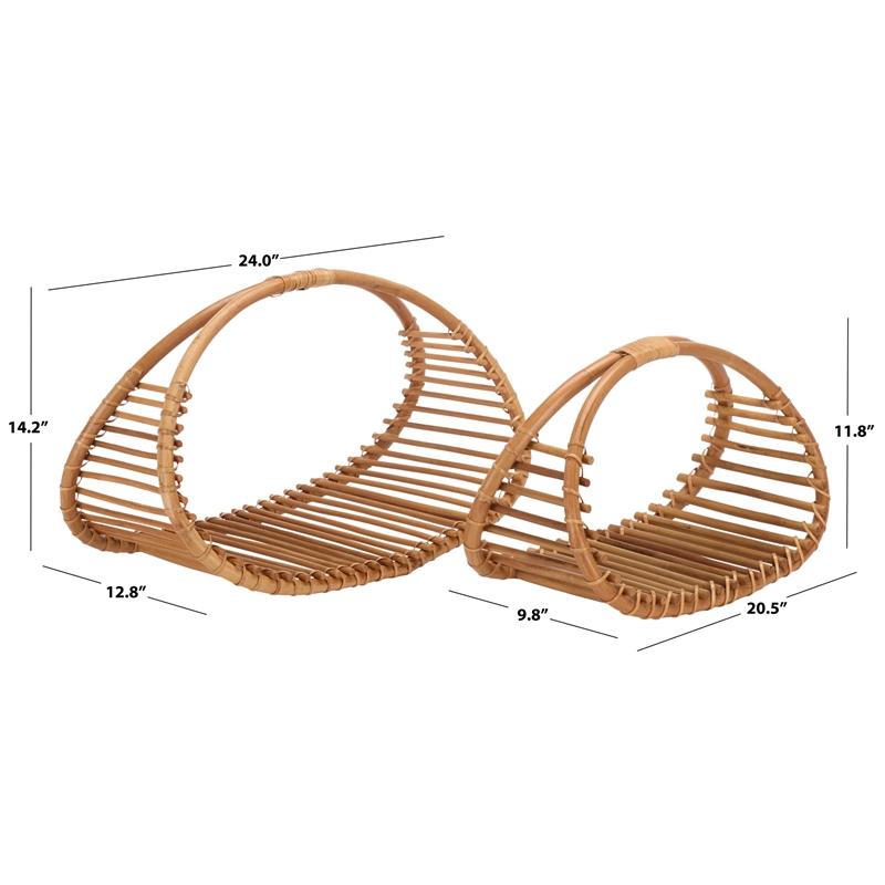 Safavieh Freyley Set Of 2 Rattan Baskets  in Natural