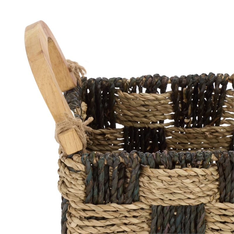 Safavieh Quinley Seagrass and Metal Basket in Natural / Brown