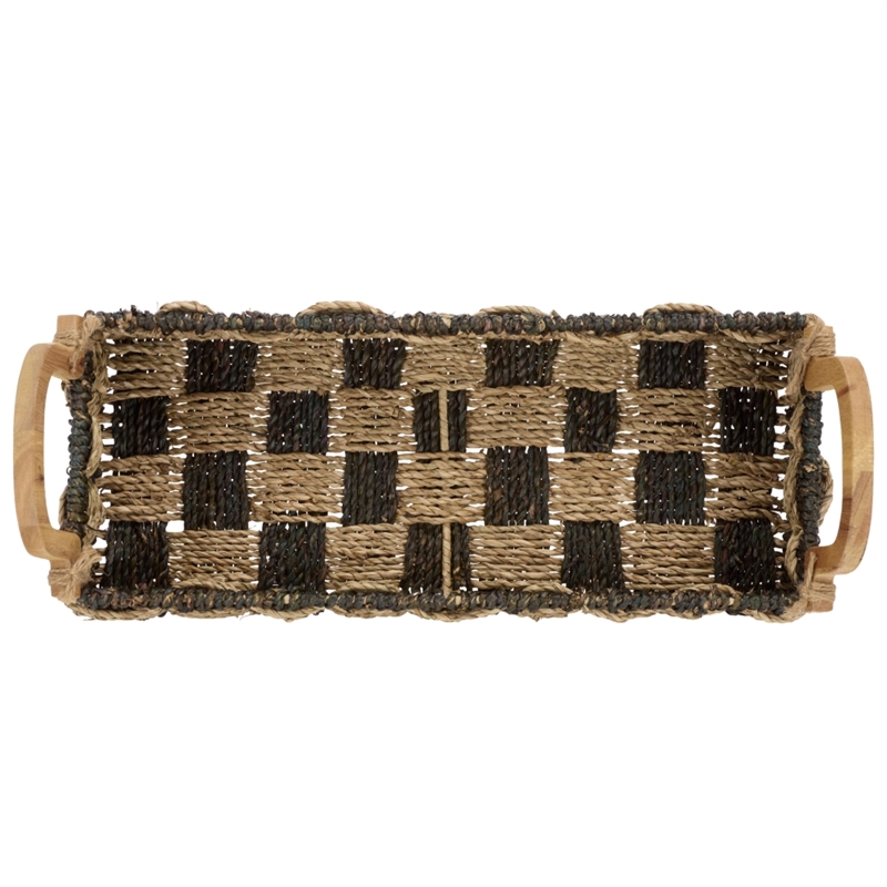 Safavieh Quinley Seagrass and Metal Basket in Natural / Brown