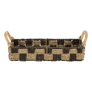 Safavieh Quinley Seagrass and Metal Basket in Natural / Brown