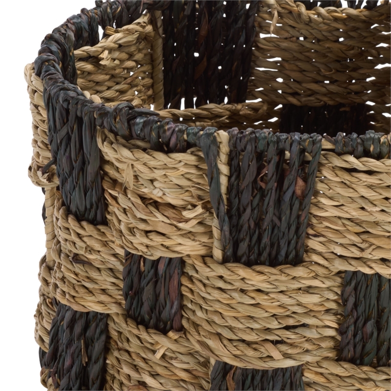 Safavieh Reiser Seagrass and Metal Basket in Natural / Brown