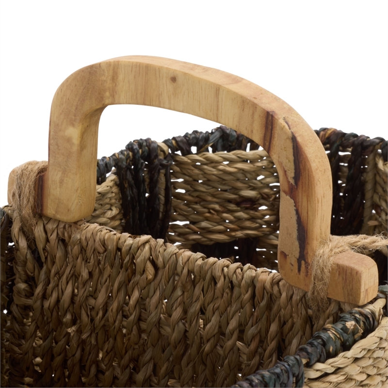 Safavieh Reiser Seagrass and Metal Basket in Natural / Brown