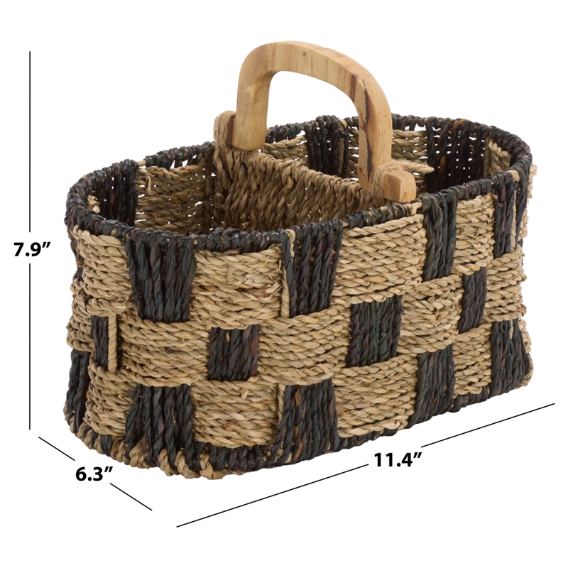 Safavieh Reiser Seagrass and Metal Basket in Natural / Brown