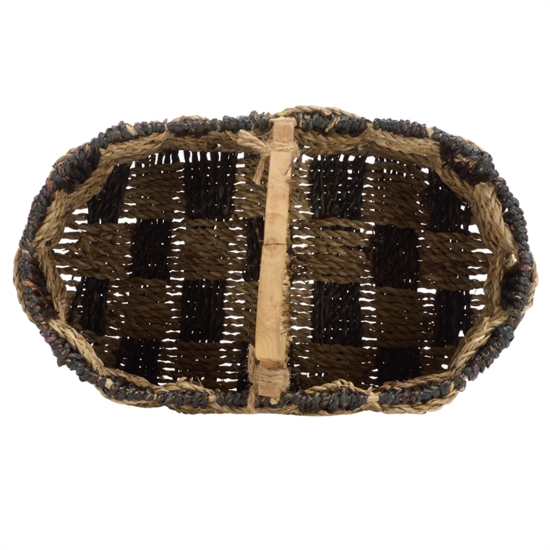 Safavieh Reiser Seagrass and Metal Basket in Natural / Brown