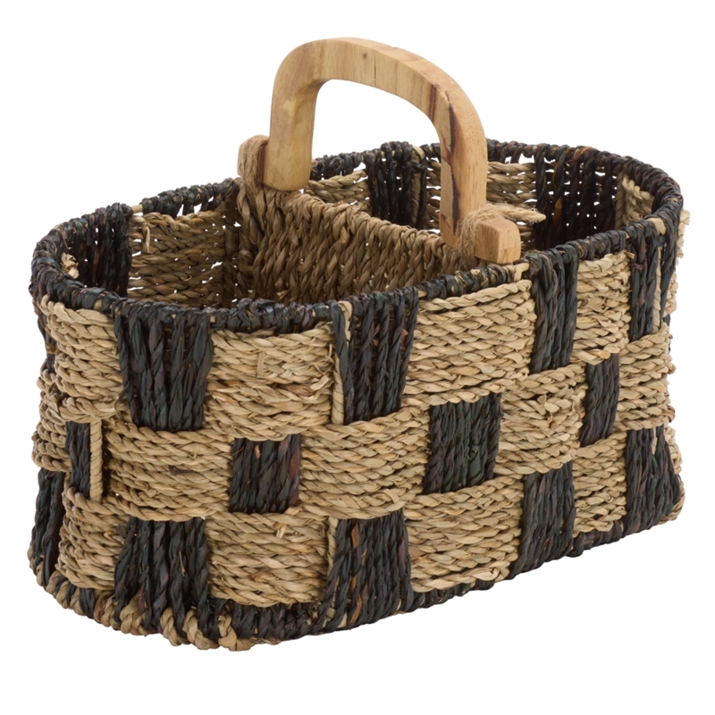 Safavieh Reiser Seagrass and Metal Basket in Natural / Brown