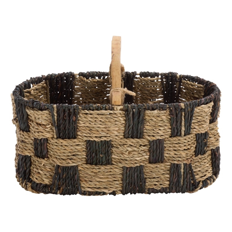Safavieh Reiser Seagrass and Metal Basket in Natural / Brown