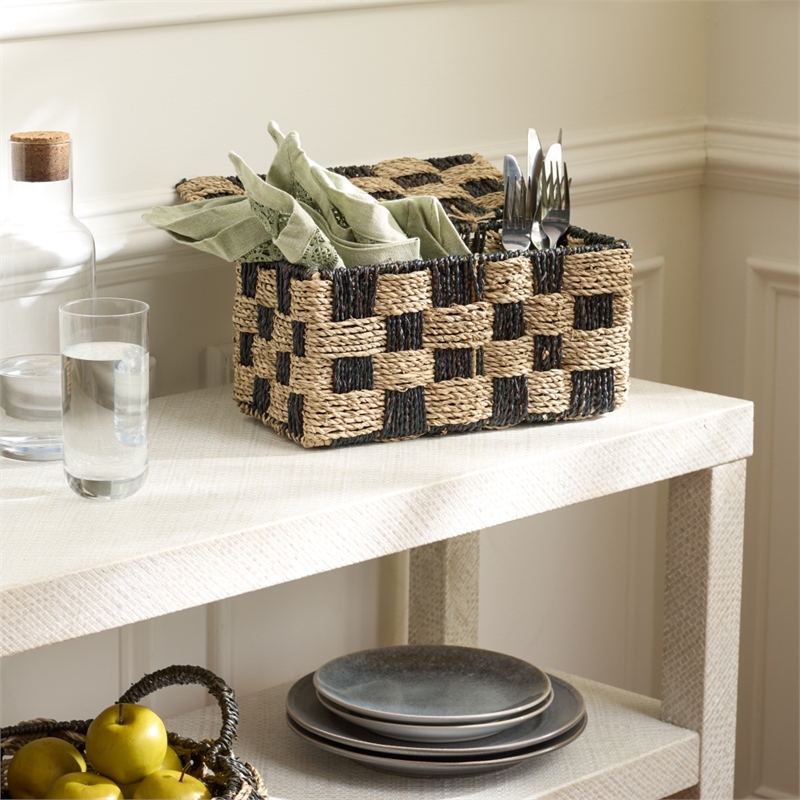 Safavieh Kirstel Seagrass and Metal Basket  in Natural / Brown