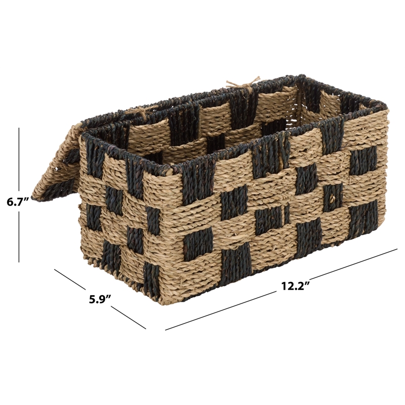 Safavieh Kirstel Seagrass and Metal Basket  in Natural / Brown