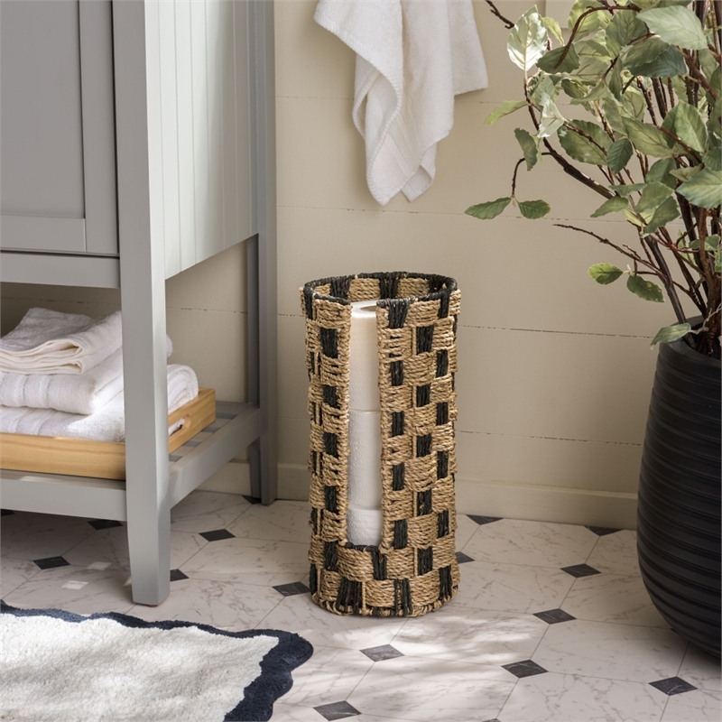 Safavieh Geanna Seagrass and Metal Basket in Natural / Brown