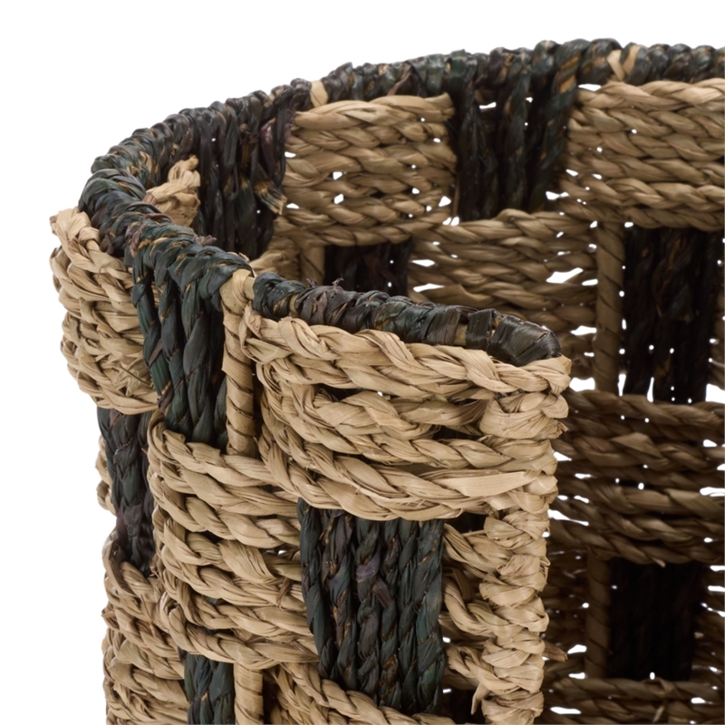 Safavieh Geanna Seagrass and Metal Basket in Natural / Brown
