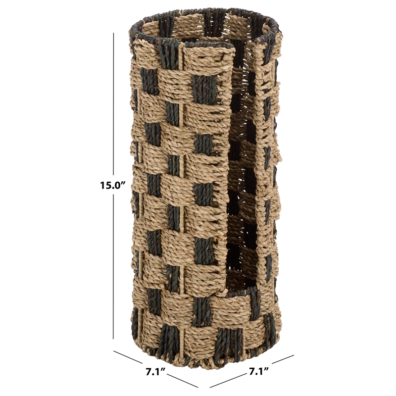 Safavieh Geanna Seagrass and Metal Basket in Natural / Brown