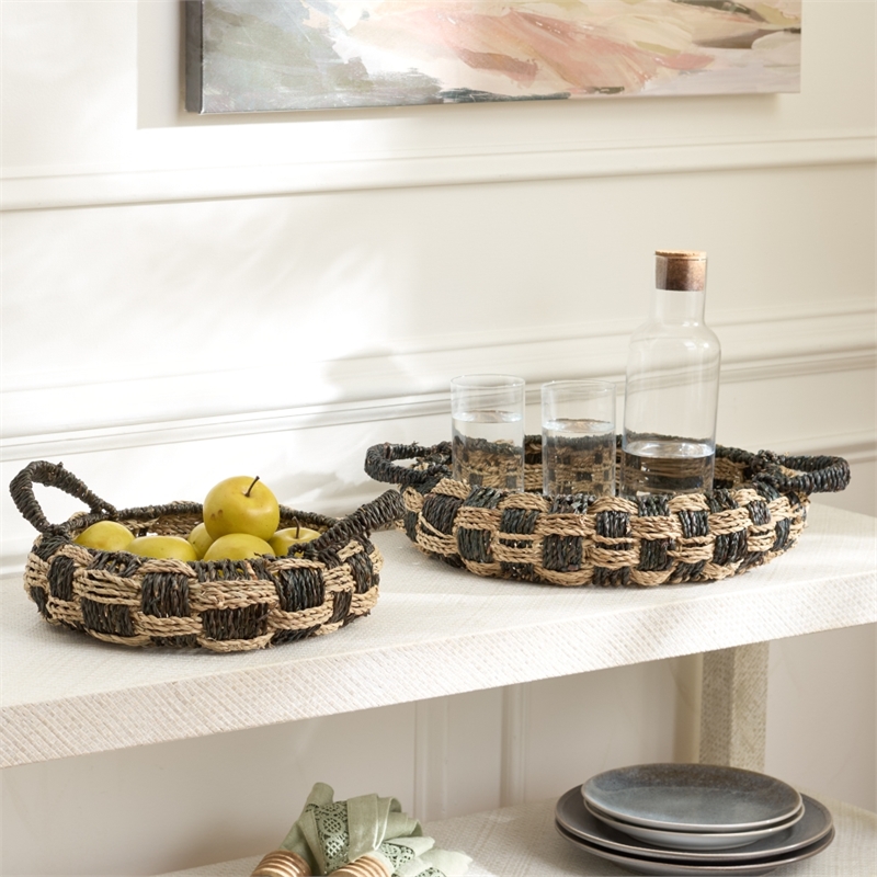 Safavieh Patro Set Of 2 Seagrass and Metal Baskets  in Natural / Brown