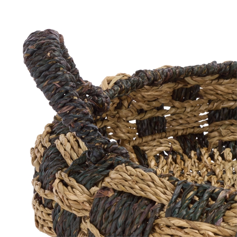 Safavieh Patro Set Of 2 Seagrass and Metal Baskets  in Natural / Brown