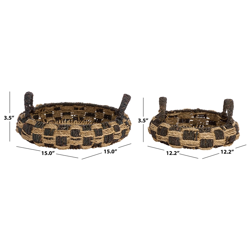 Safavieh Patro Set Of 2 Seagrass and Metal Baskets  in Natural / Brown