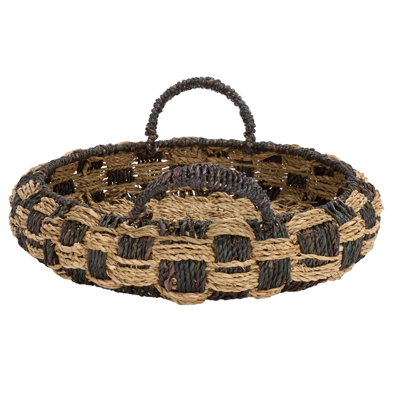 Safavieh Patro Set Of 2 Seagrass and Metal Baskets  in Natural / Brown