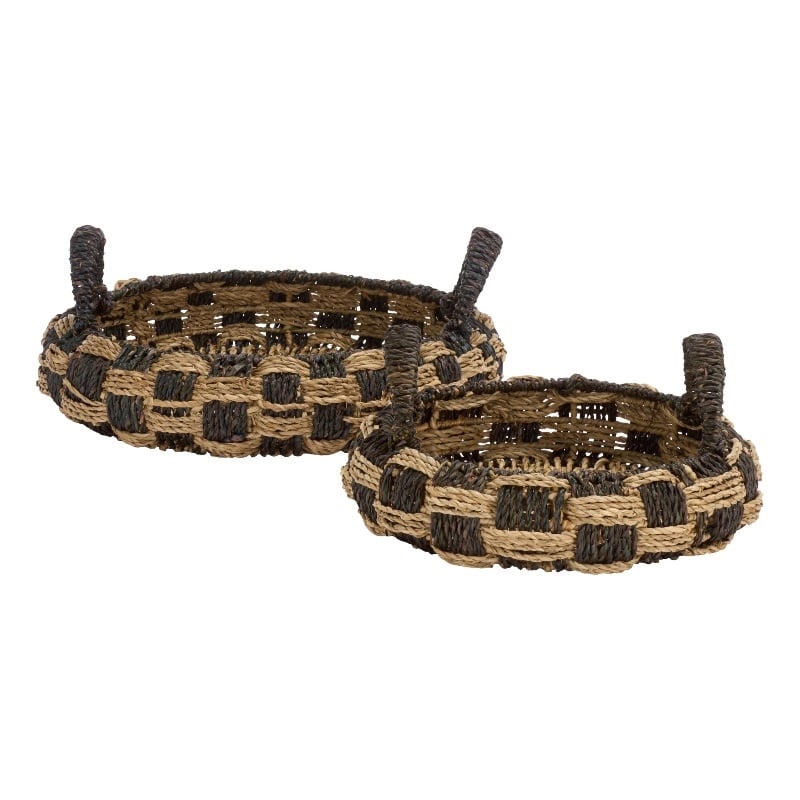 Safavieh Patro Set Of 2 Seagrass and Metal Baskets  in Natural / Brown
