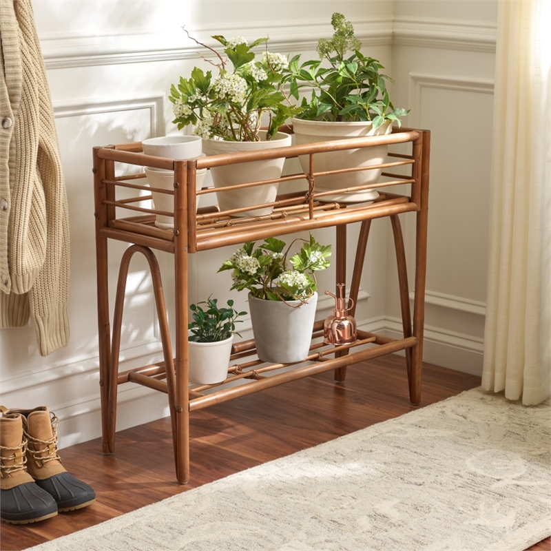 Safavieh Julep Small Wood Plant Stand Console  in Natural / Brown