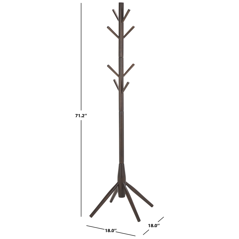 Safavieh Sergius Wood Coat Stand in Dark Walnut
