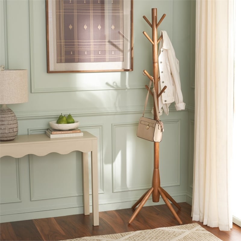 Safavieh Sergius Wood Coat Stand in Brown