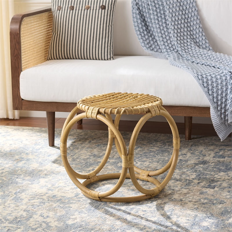 Safavieh Miroslava Rattan Accent Stool  in Natural