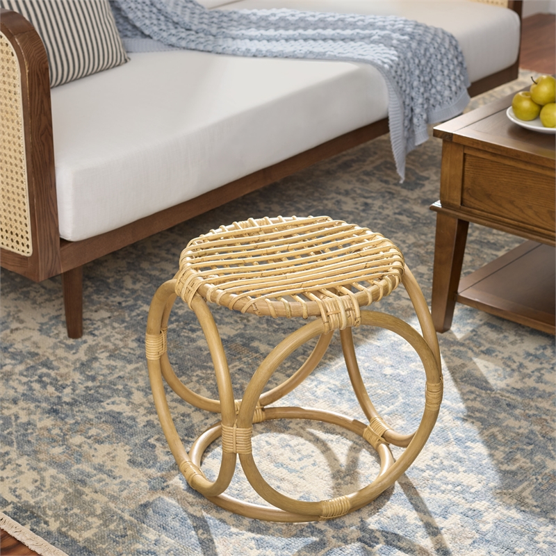 Safavieh Miroslava Rattan Accent Stool  in Natural