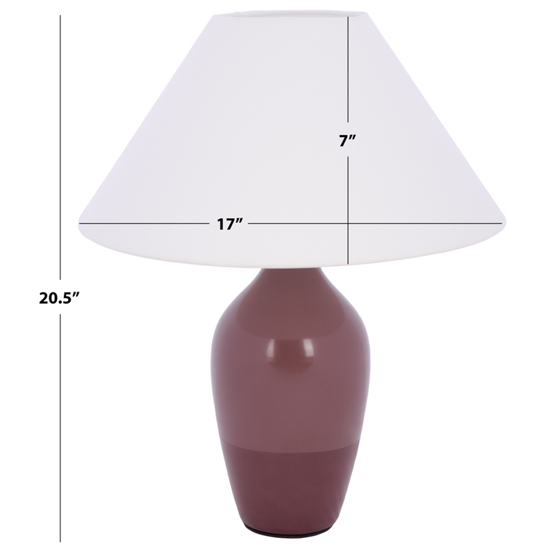 Safavieh Amann 20 Inch Glass and Fabric Table Lamp in Maroon