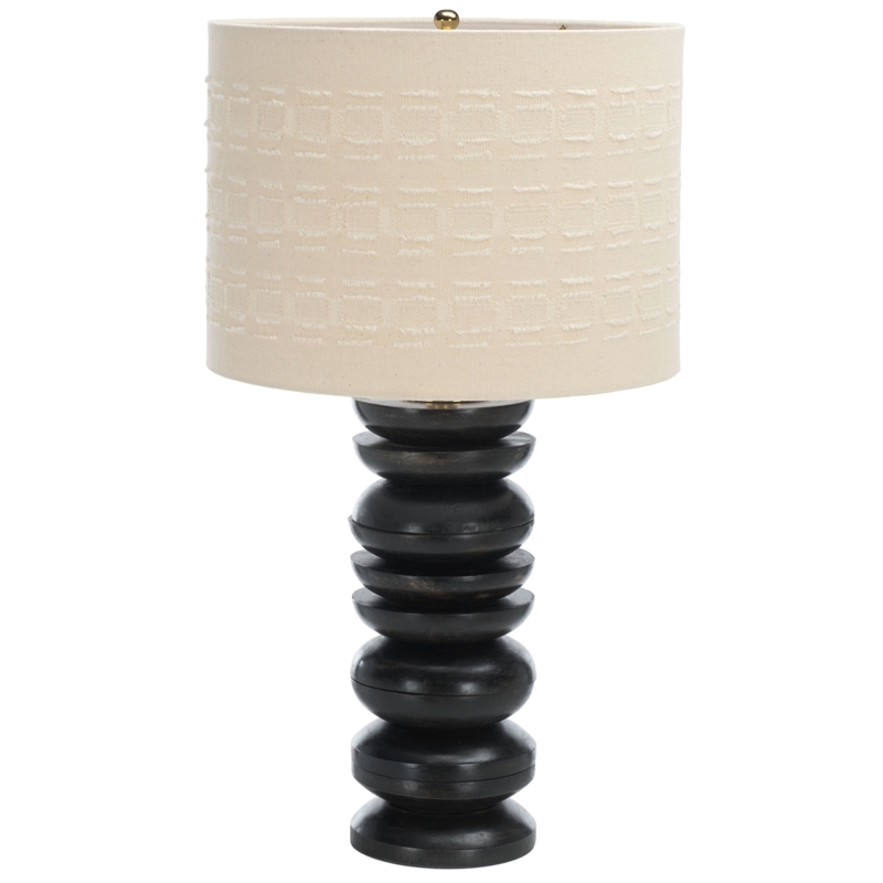 Safavieh Asta Wood and Fabric Table Lamp in Black / Cream