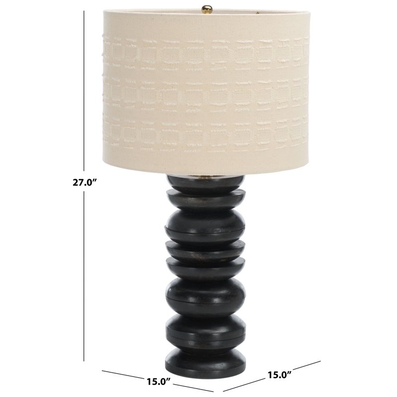 Safavieh Asta Wood and Fabric Table Lamp in Black / Cream