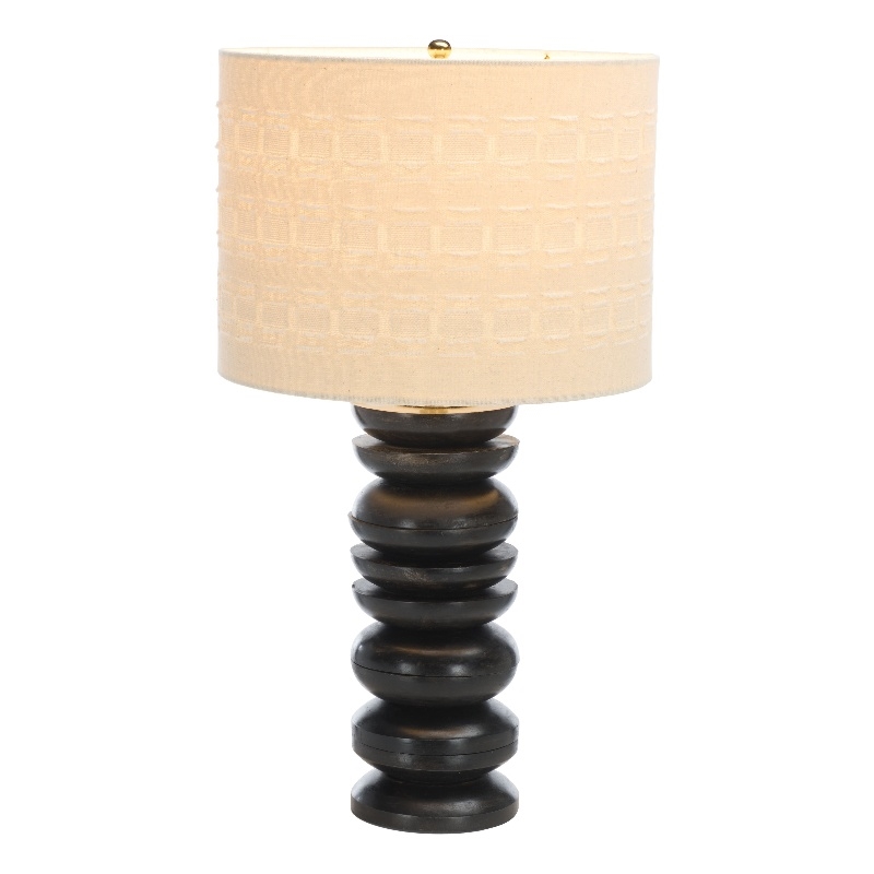 Safavieh Asta Wood and Fabric Table Lamp in Black / Cream