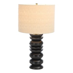 Safavieh Asta Wood and Fabric Table Lamp in Black / Cream
