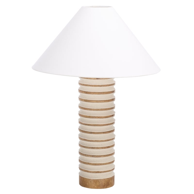 Safavieh Sulma Wood and Fabric Table Lamp in White / Natural