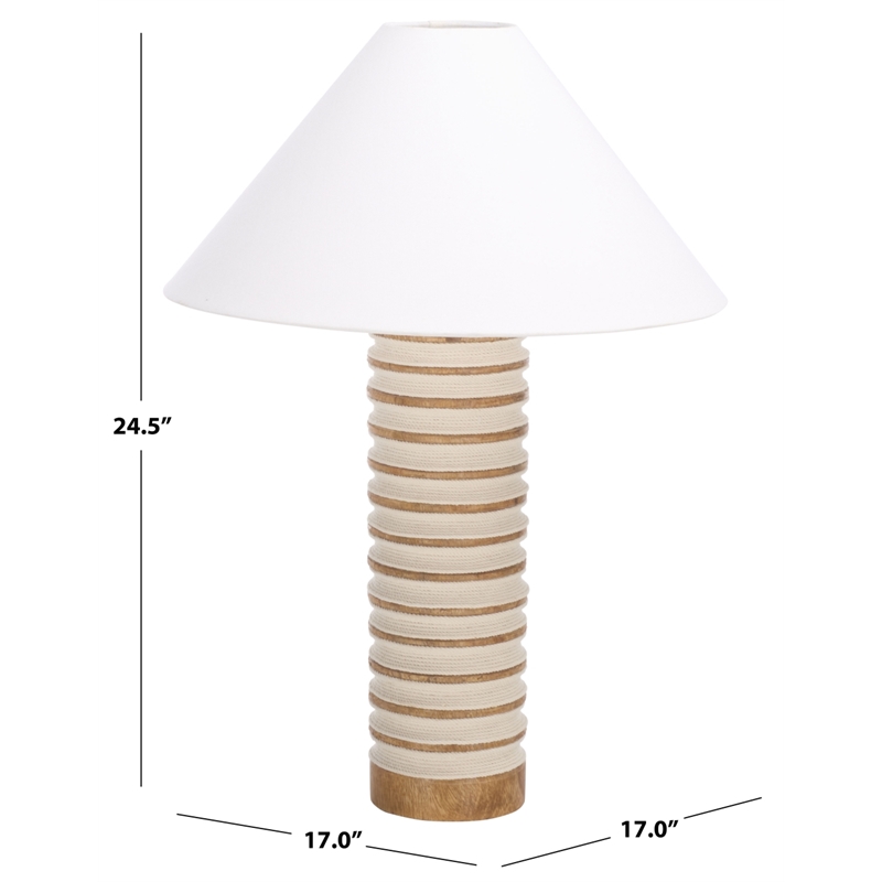 Safavieh Sulma Wood and Fabric Table Lamp in White / Natural