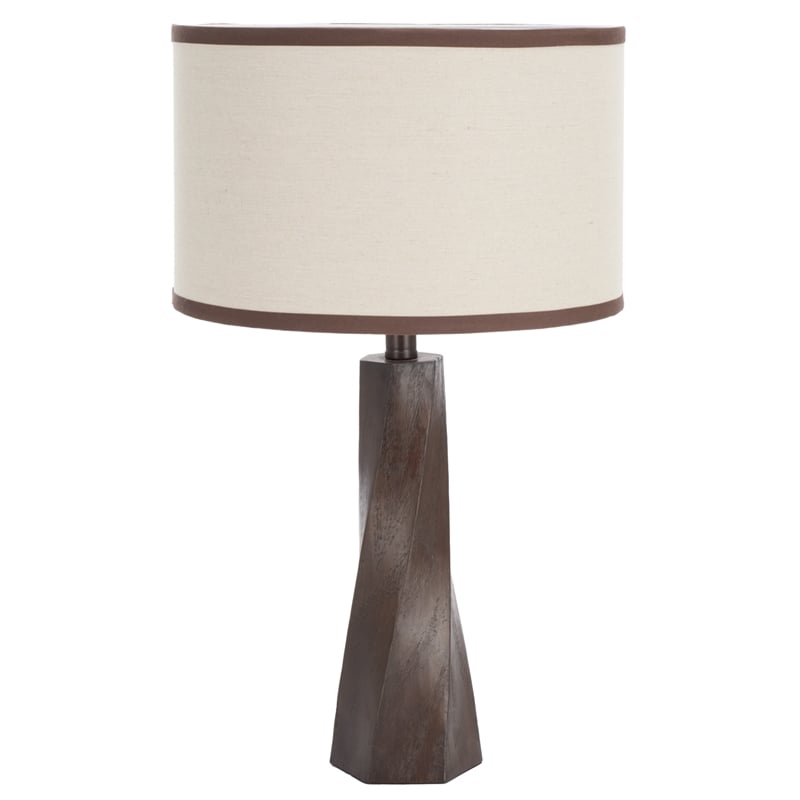 Safavieh Enza Resin and Fabric Table Lamp in Walnut