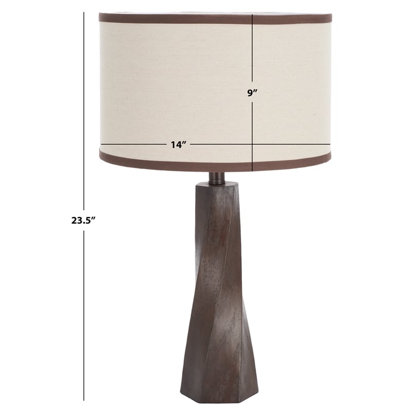 Safavieh Enza Resin and Fabric Table Lamp in Walnut