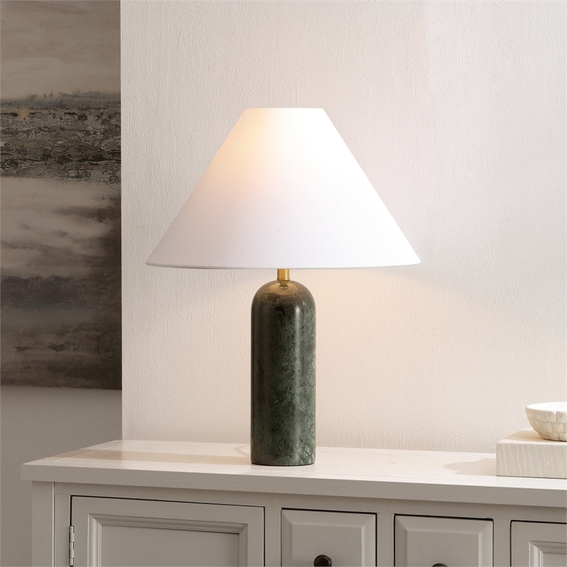 Safavieh Selah Marble and Fabric Table Lamp  in Green