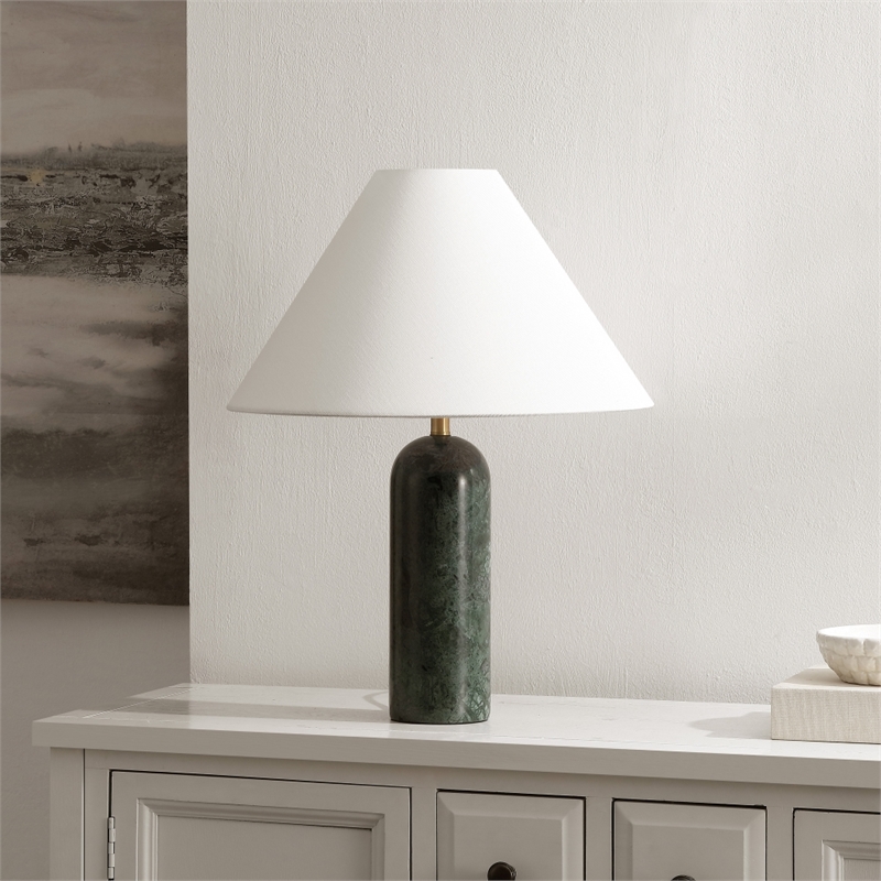 Safavieh Selah Marble and Fabric Table Lamp  in Green