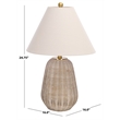 Safavieh Isaura Rattan and Fabric Table Lamp in Light Gray