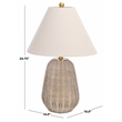Safavieh Isaura Rattan and Fabric Table Lamp in Light Gray