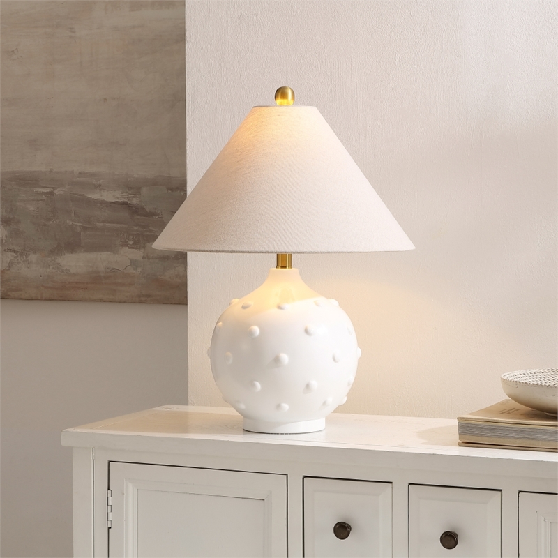 Safavieh Leanni Resin and Fabric Table Lamp in White