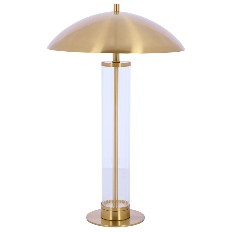 Safavieh Tylar Glass and Iron Table Lamp in Brass / Clear