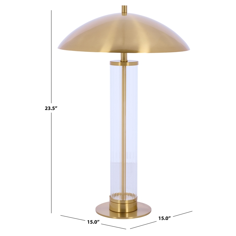 Safavieh Tylar Glass and Iron Table Lamp in Brass / Clear