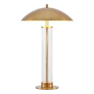 Safavieh Tylar Glass and Iron Table Lamp in Brass / Clear