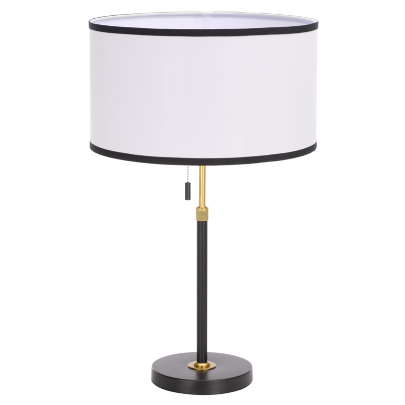 Safavieh Tegan Iron and Fabric Table Lamp in Black / Brass