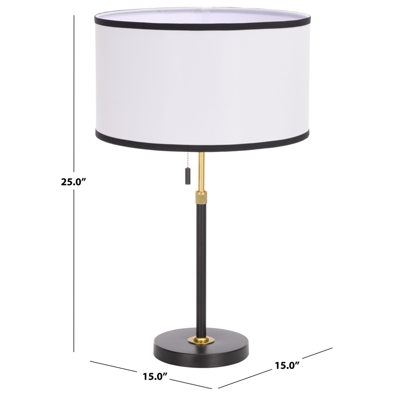 Safavieh Tegan Iron and Fabric Table Lamp in Black / Brass