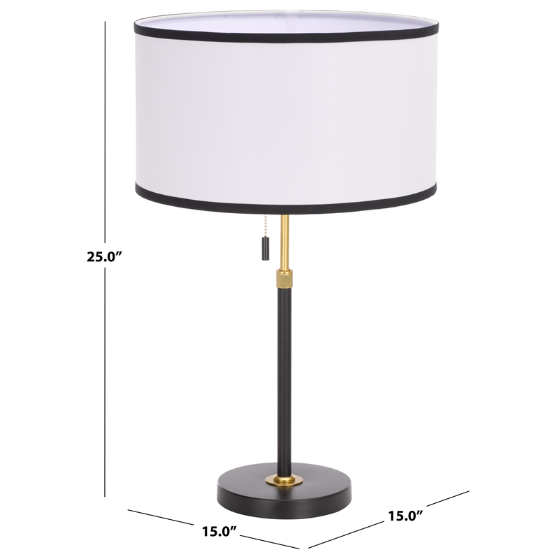 Safavieh Tegan Iron and Fabric Table Lamp in Black / Brass