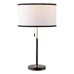 Safavieh Tegan Iron and Fabric Table Lamp in Black / Brass