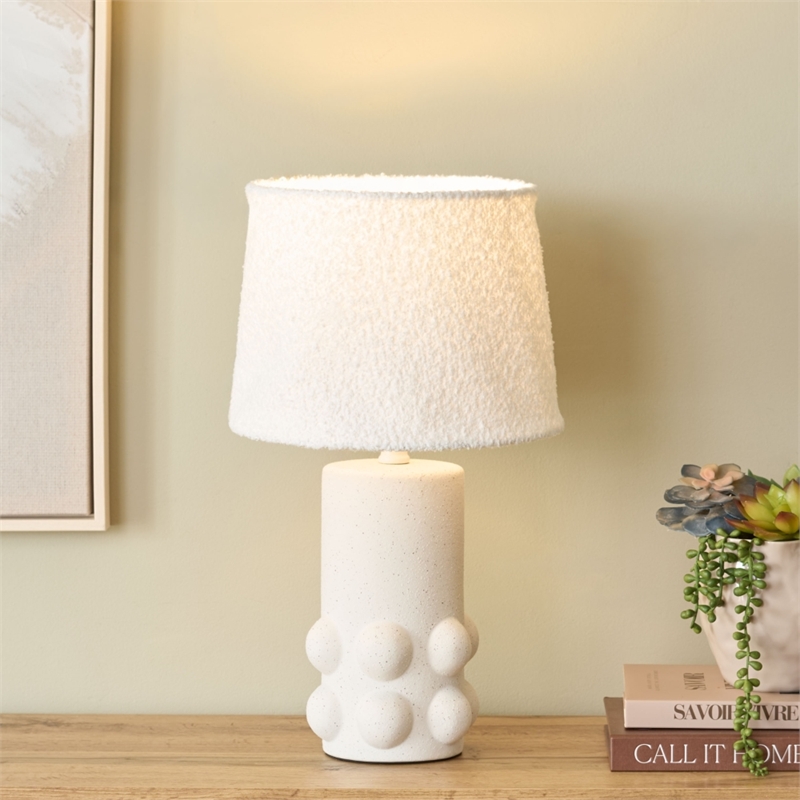 Safavieh Joss Ceramic and Fabric Table Lamp in White